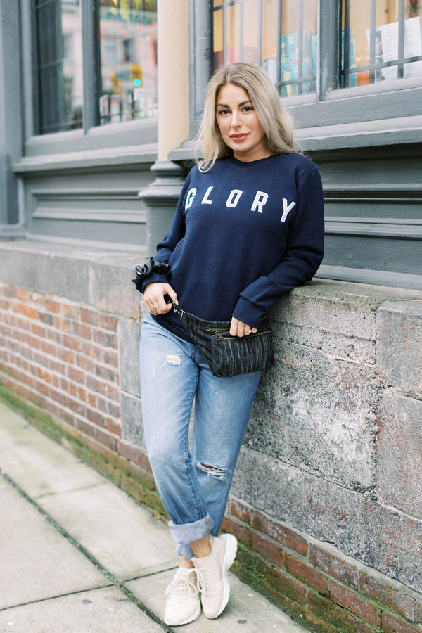 GLORY Crewneck Sweater (Navy w/ Heather Grey)