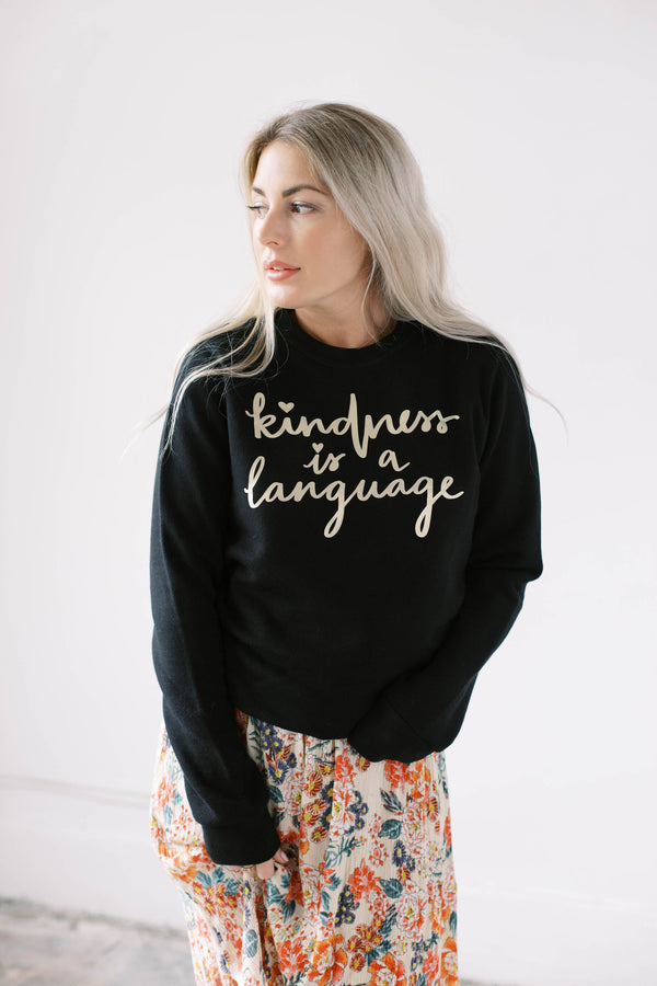 KINDNESS IS A LANGUAGE 4.0 Crewneck Sweater (Black w/ Gold)