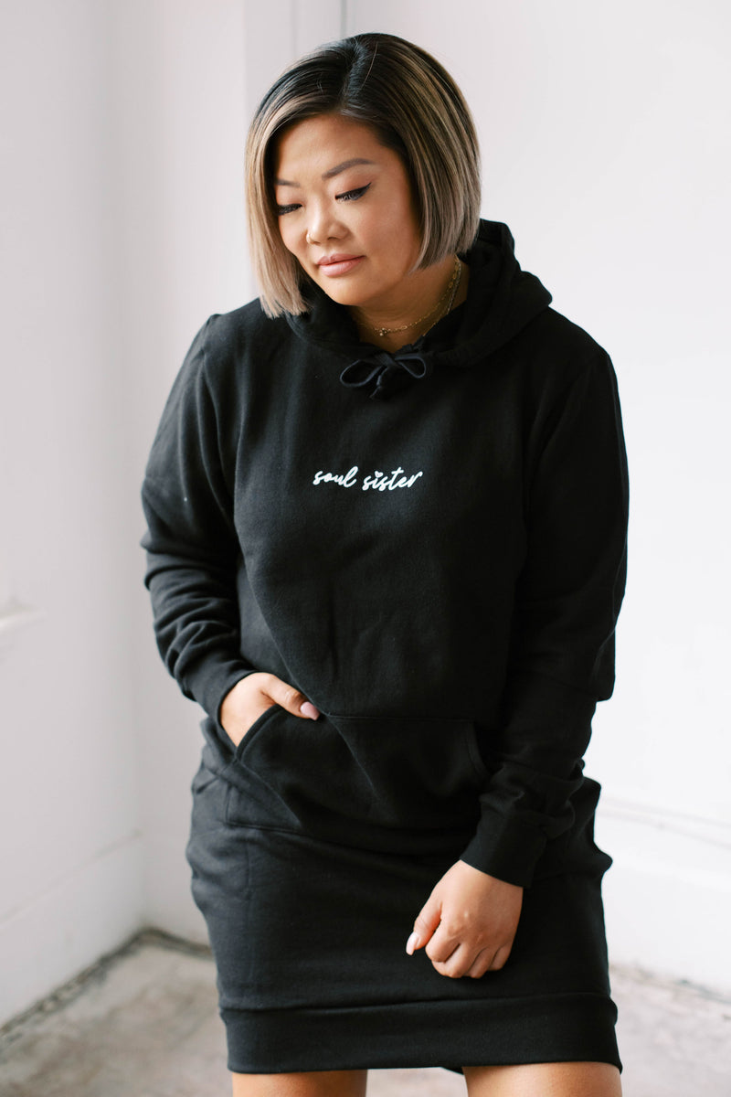 SOUL SISTER Hoodie Sweater Dress (Black) REIGN + GLORY SOUL SISTER Hoodie Sweater Dress (Black) REIGN + GLORY