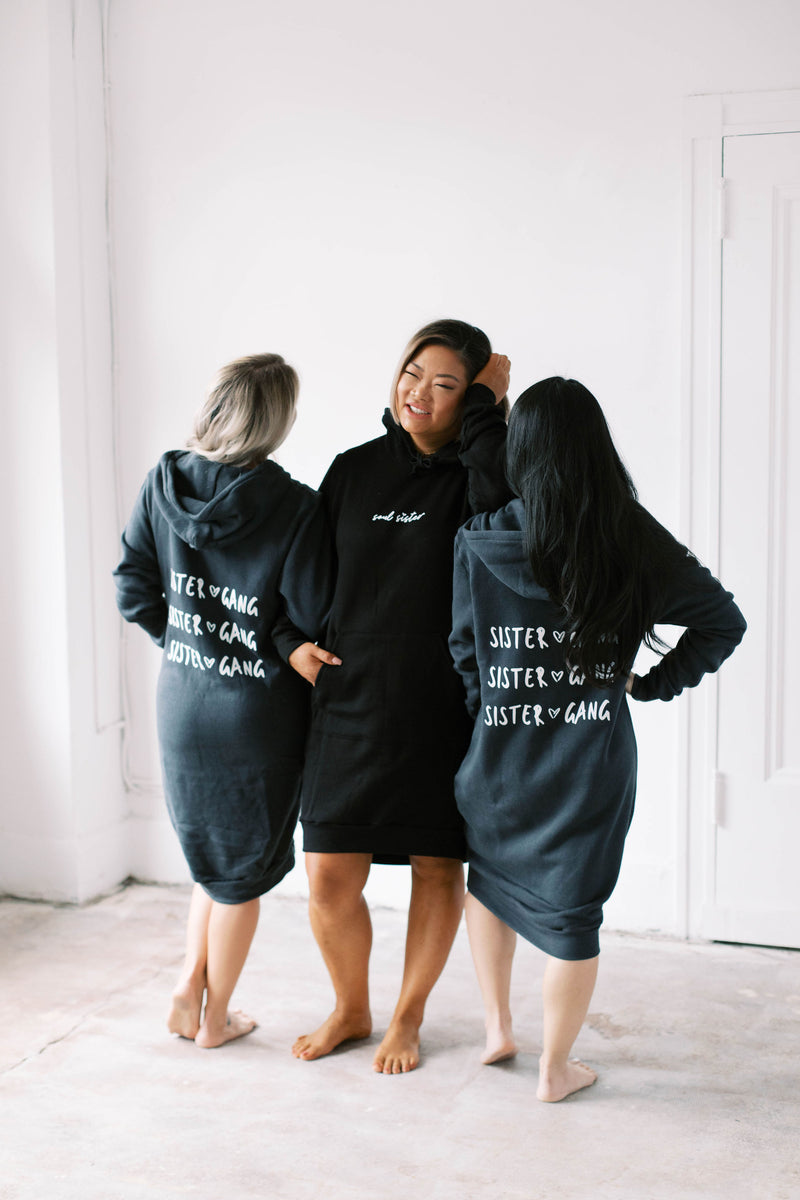 SOUL SISTER Hoodie Sweater Dress (Black) REIGN + GLORY SOUL SISTER Hoodie Sweater Dress (Black) REIGN + GLORY